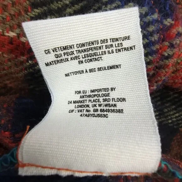 NEW Anthropologie Hei Hei Wool Plaid Tartan Fringe Blanket Coat Large Lagenlook - Picture 8 of 8